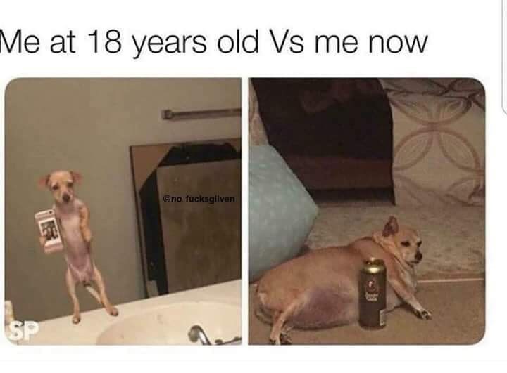 Me at 18 years old Vs me now SP @no. fucksgiven