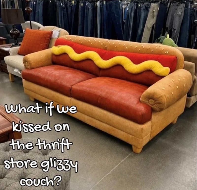 What if we kissed on the thrift store gli334 Couch?