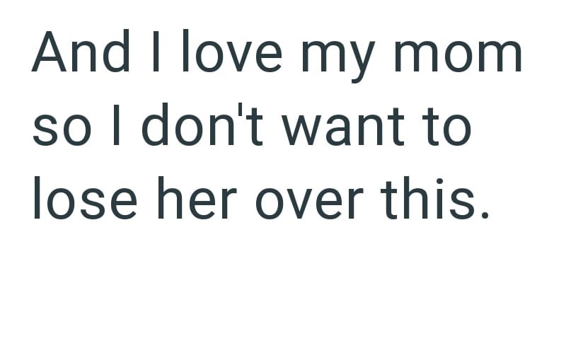 And I love my mom so I don't want to lose her over this.