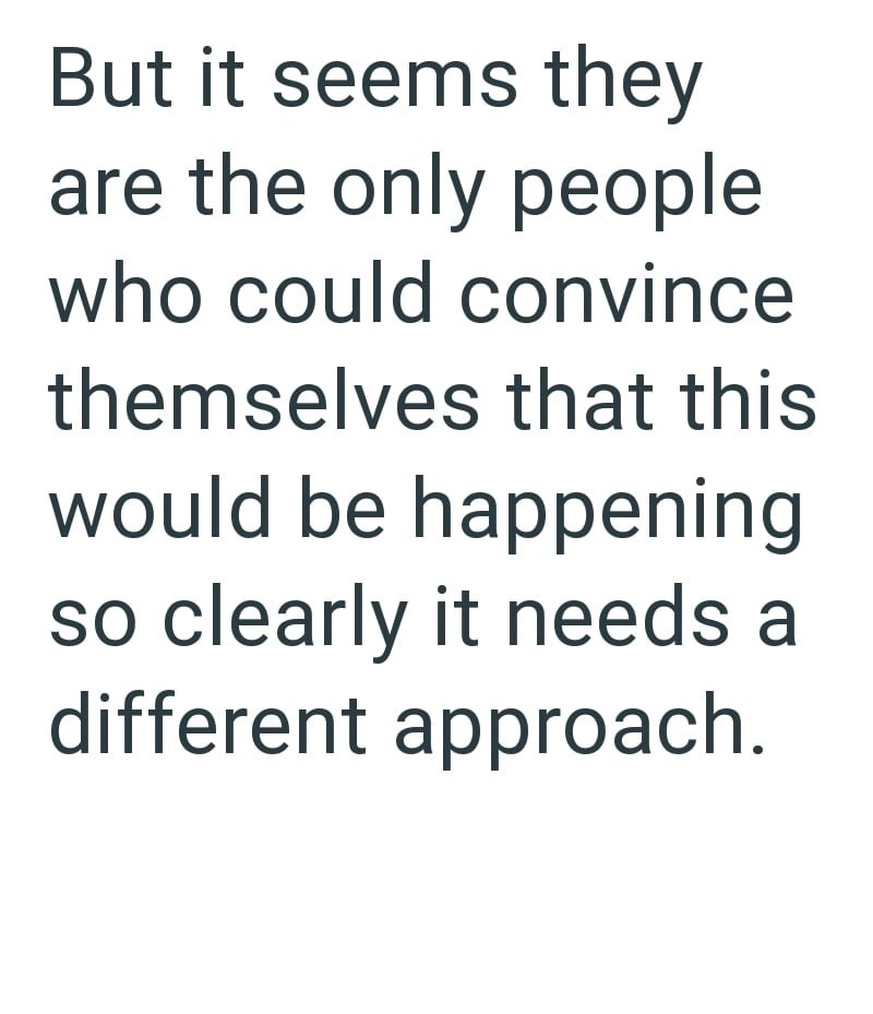 But it seems they are the only people who could convince themselves that this would be happening so clearly it needs a different approach.