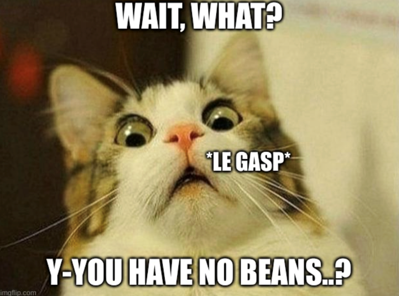 WAIT, WHAT? *LE GASP* imgflip.com Y-YOU HAVE NO BEANS..?