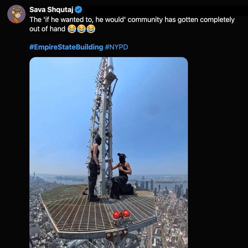 Sava Shqutaj The 'if he wanted to, he would' community has gotten completely out of hand e #EmpireStateBuilding #NYPD