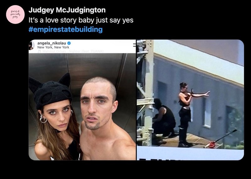 first of all you're really pretty Judgey McJudgington It's a love story baby just say yes #empirestatebuilding angela_nikolau❤ New York, New York an Nighter (feat. TUANA)
