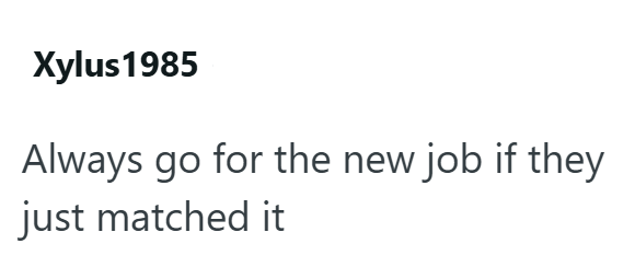 Xylus 1985 Always go for the new job if they just matched it