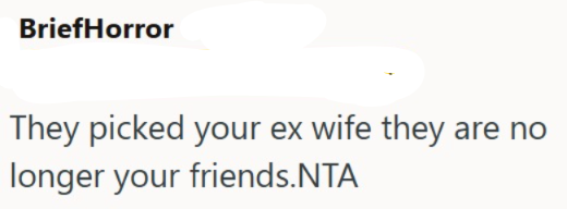BriefHorror They picked your ex wife they are no longer your friends.NTA