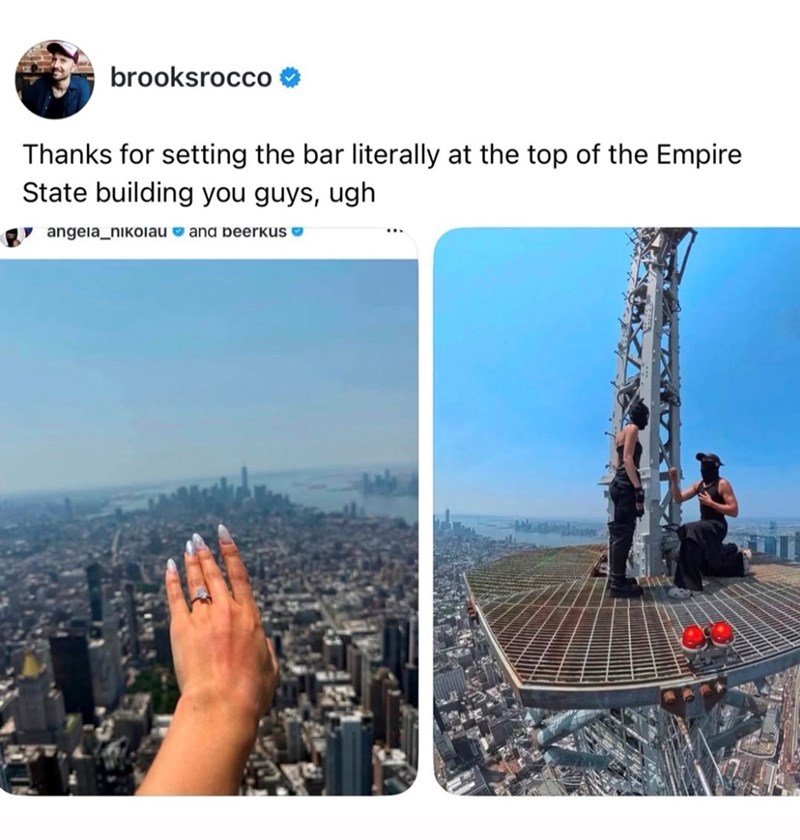 brooksrocco Thanks for setting the bar literally at the top of the Empire State building you guys, ugh angela_nikolau and beerkus