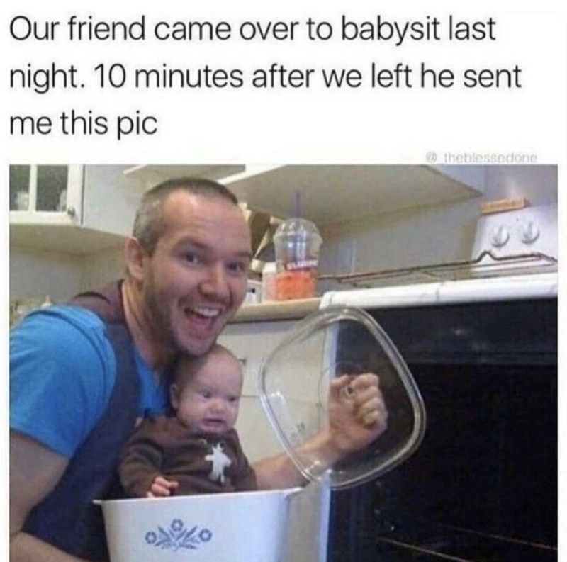 Our friend came over to babysit last night. 10 minutes after we left he sent me this pic @theblessedone 916