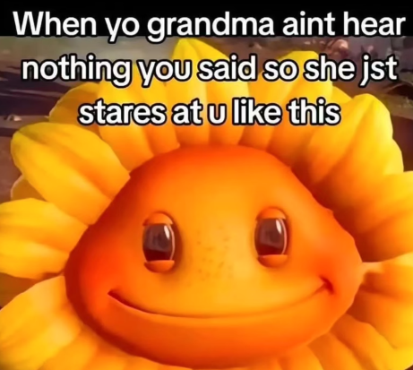When yo grandma aint hear nothing you said so she jst stares at u like this
