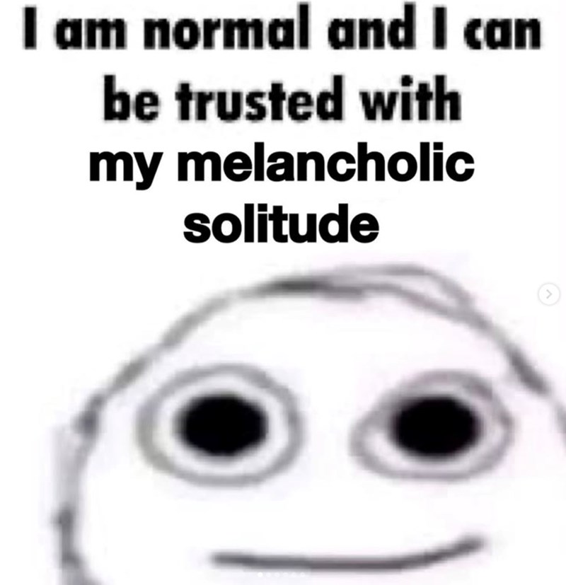 I am normal and I can be trusted with my melancholic solitude