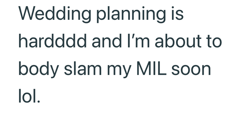 Wedding planning is hardddd and I'm about to body slam my MIL soon lol.