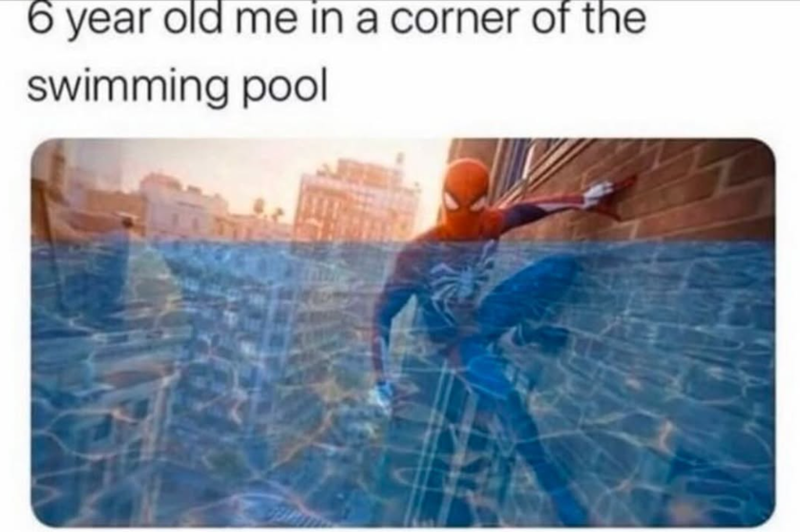 6 year old me in a corner of the swimming pool