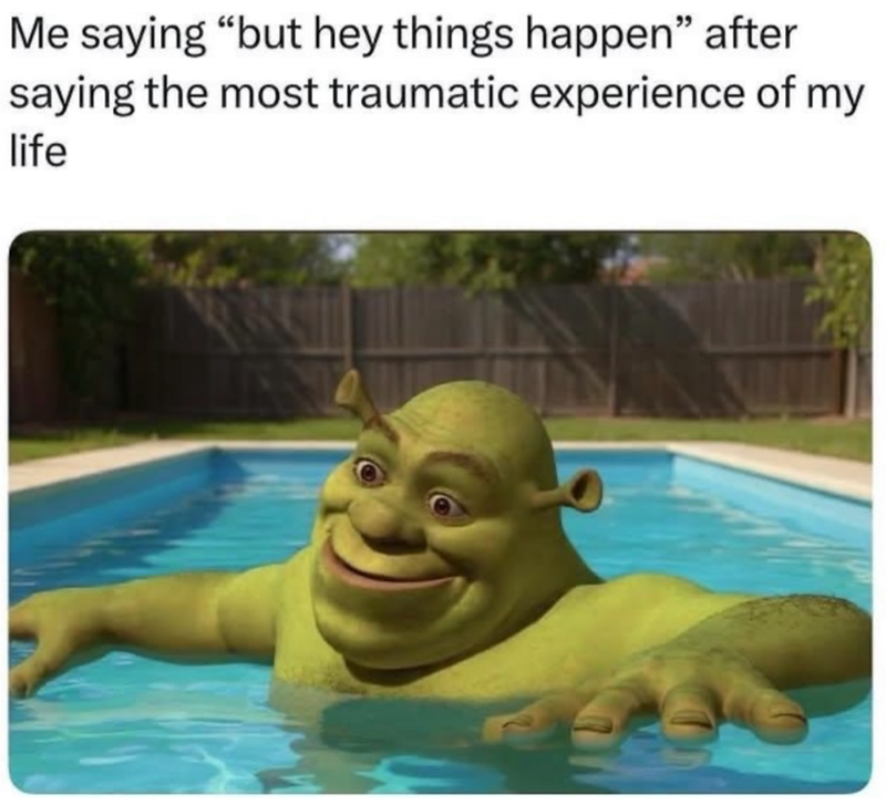 Me saying "but hey things happen" after saying the most traumatic experience of my life 18