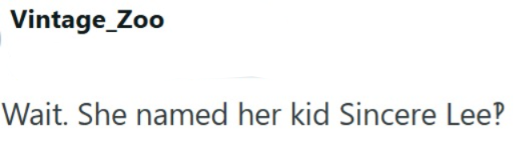 Vintage_Zoo Wait. She named her kid Sincere Lee?