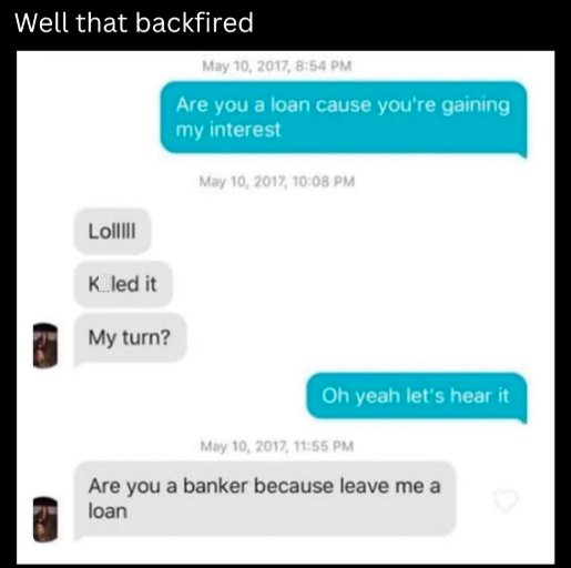 Well that backfired May 10, 2017, 8:54 PM Are you a loan cause you're gaining my interest May 10, 2017, 10:08 PM Lollill Kled it My turn? Oh yeah let's hear it May 10, 2017, 11:55 PM Are you a banker because leave me a loan