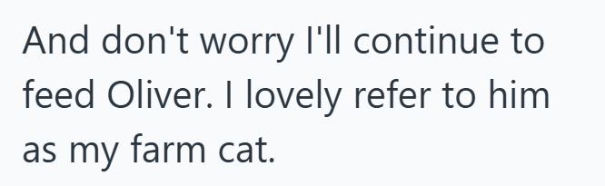 And don't worry I'll continue to feed Oliver. I lovely refer to him as my farm cat.