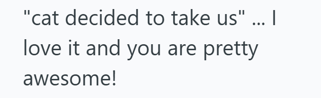 "cat decided to take us" ... | love it and you are pretty awesome!