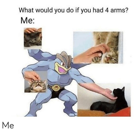 Me What would you do if you had 4 arms? Me: