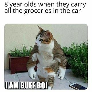 8 year olds when they carry all the groceries in the car I AM BUFF BOI