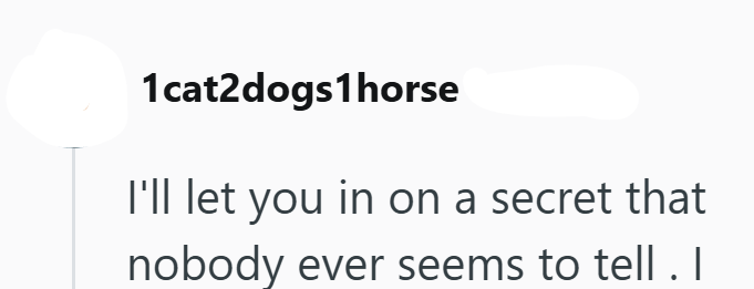 1 cat2dogs1horse I'll let you in on a secret that nobody ever seems to tell. I