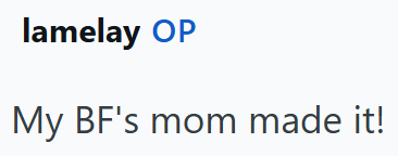lamelay OP My BF's mom made it!