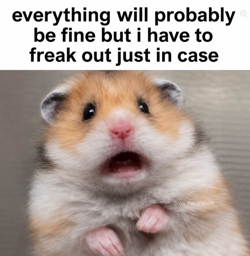 everything will probably be fine but i have to freak out just in case @We Are Nature