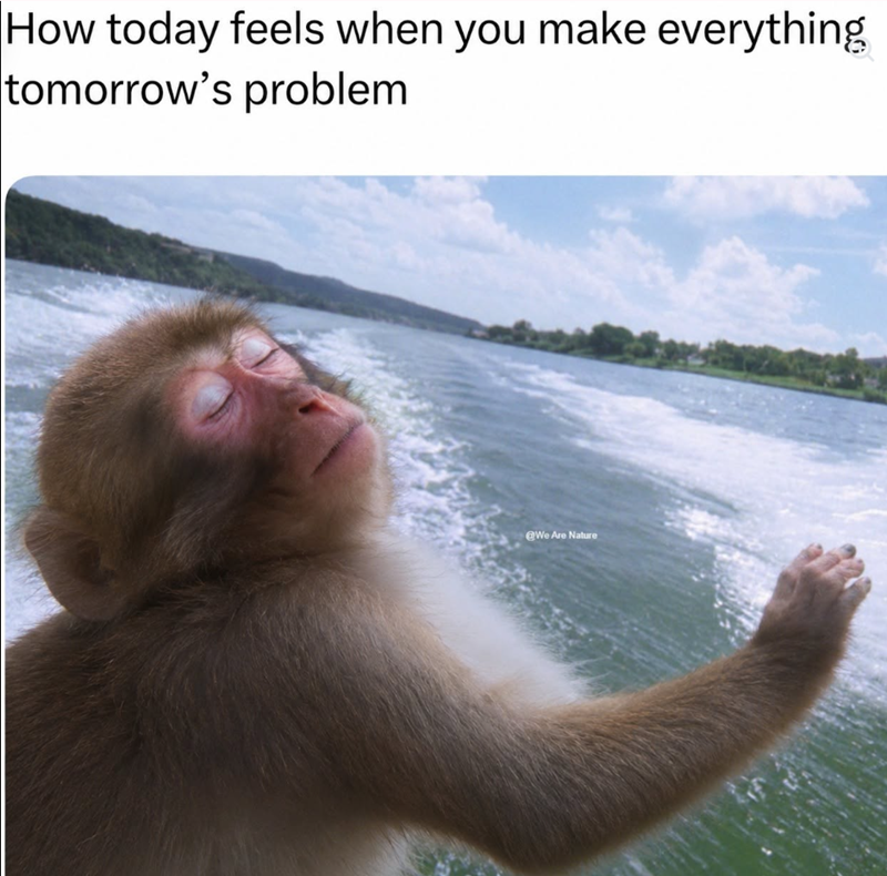 How today feels when you make everything tomorrow's problem @We Are Nature