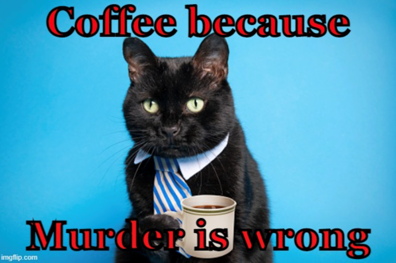 Coffee because Murder is wrong imgflip.com