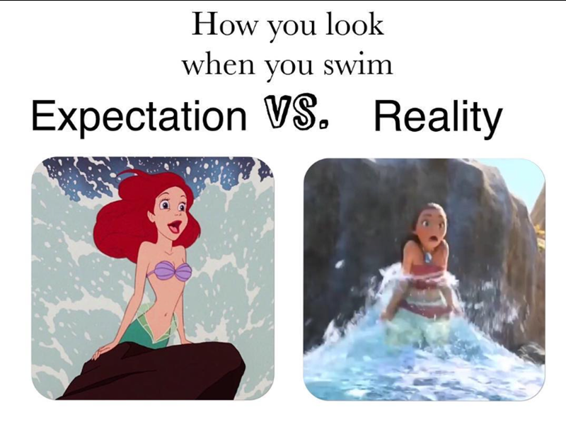 How you look when you swim Expectation VS. Reality