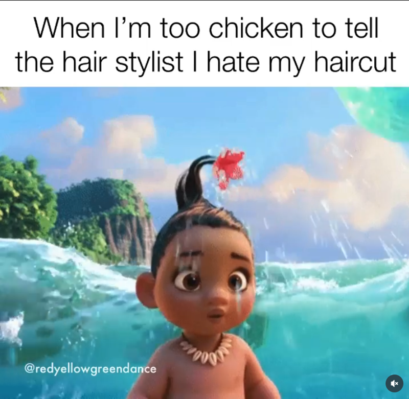 When I'm too chicken to tell the hair stylist I hate my haircut @redyellowgreendance