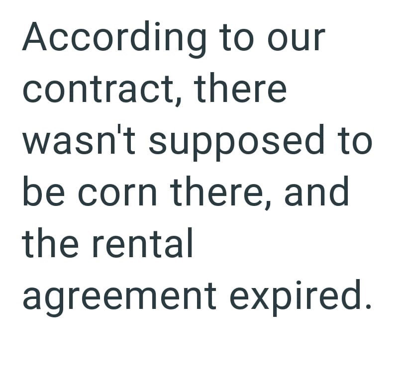According to our contract, there wasn't supposed to be corn there, and the rental agreement expired.