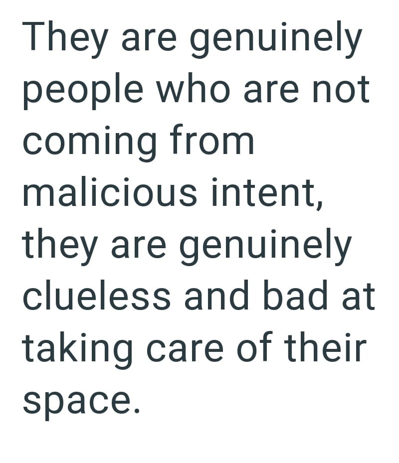 They are genuinely people who are not coming from malicious intent, they are genuinely clueless and bad at taking care of their space.