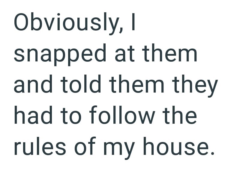 Obviously, I snapped at them and told them they had to follow the rules of my house.
