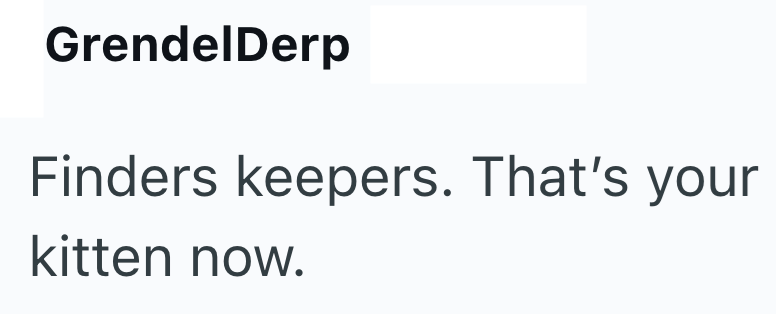 GrendelDerp Finders keepers. That's your kitten now.
