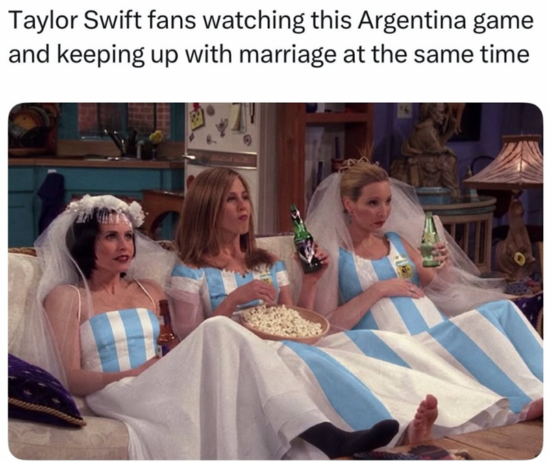 Taylor Swift fans watching this Argentina game and keeping up with marriage at the same time