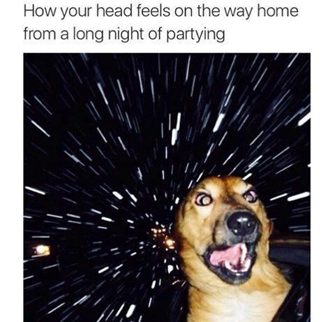 How your head feels on the way home from a long night of partying