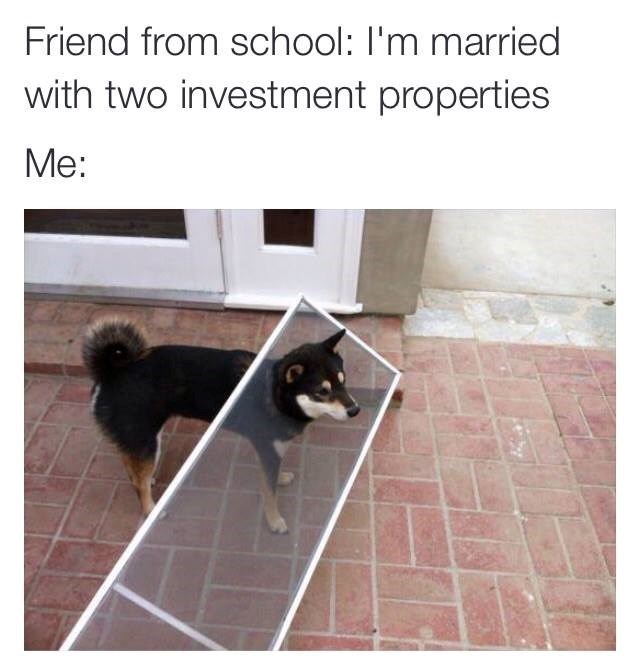 Friend from school: I'm married with two investment properties Me: