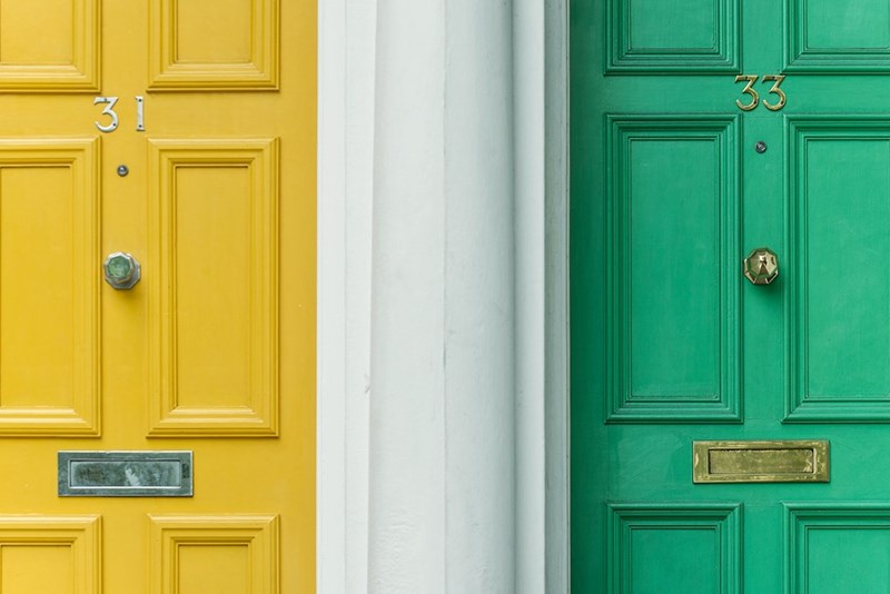 Two doors next to each other, visual representation.