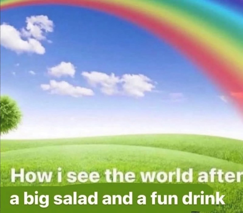 How i see the world after a big salad and a fun drink