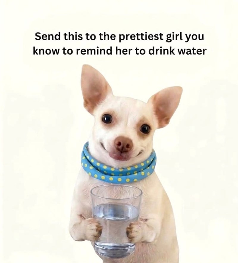 Send this to the prettiest girl you know to remind her to drink water