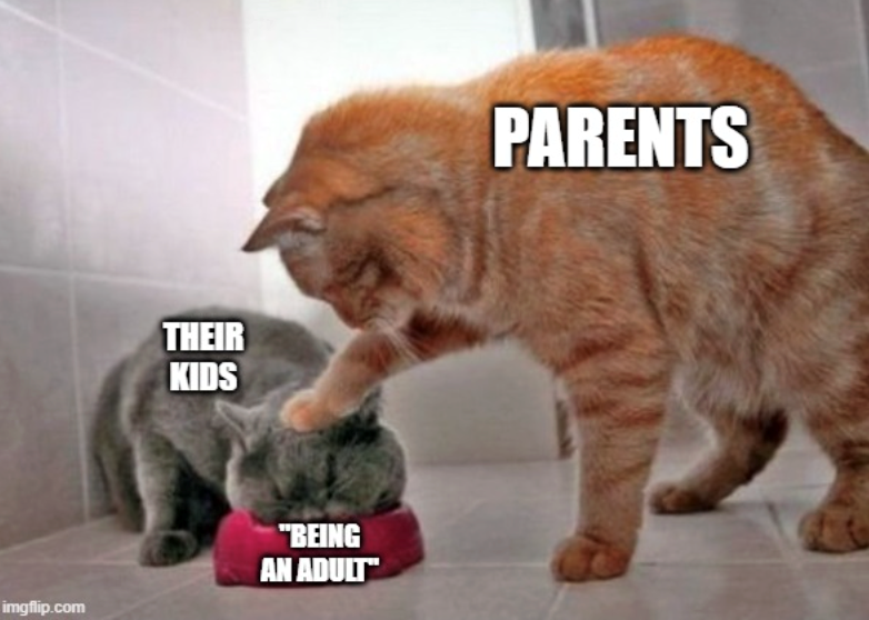 THEIR KIDS imgflip.com "BEING AN ADULT PARENTS