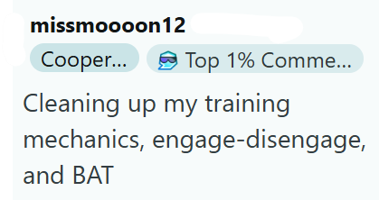 missmoooon 12 Cooper... Top 1% Comme... Cleaning up my training mechanics, engage-disengage, and BAT