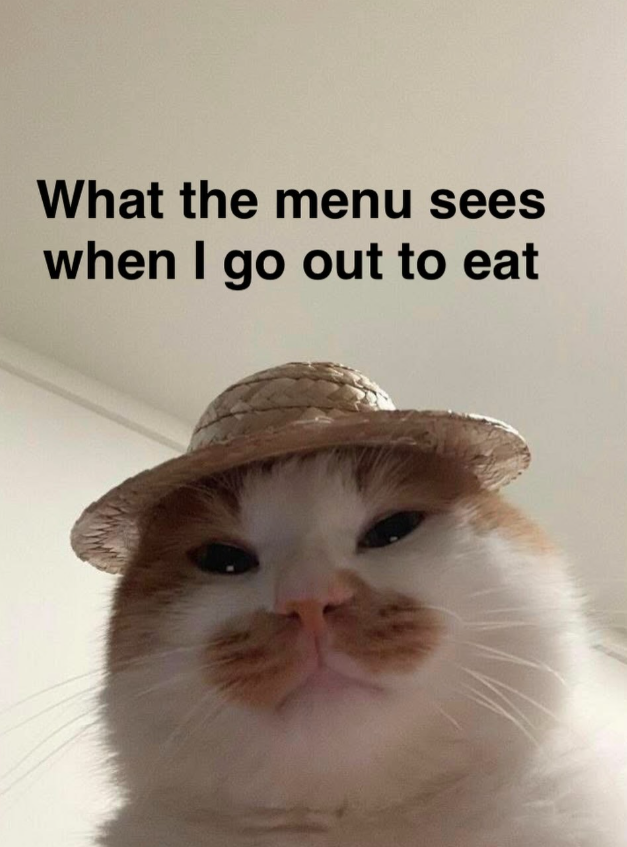 What the menu sees when I go out to eat