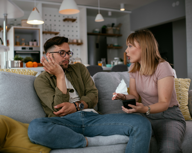 A girlfriend justifying her sister's attitude and a boyfriend who does not want someone disrespectful staying in his home.