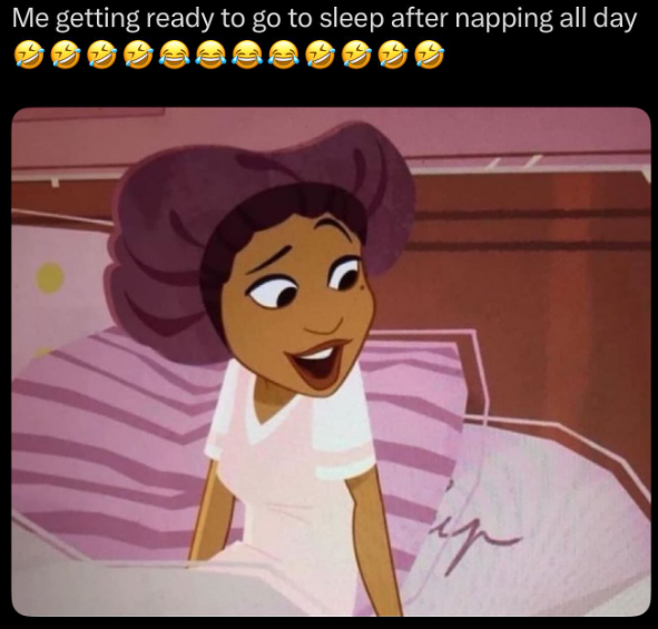 Me getting ready to go to sleep after napping all day up