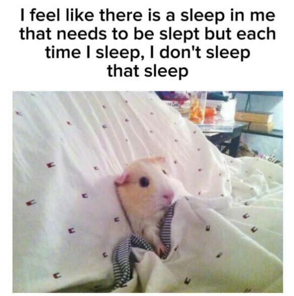 I feel like there is a sleep in me that needs to be slept but each time I sleep, I don't sleep that sleep