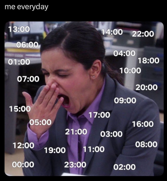 me everyday 13:00 14:00 22:00 06:00 04:00 01:00 18:00 10:00 07:00 20:00 09:00 15:00 05:00 17:00 16:00 21:00 03:00 12:00 08:00 19:00 11:00 00:00 23:00 02:00