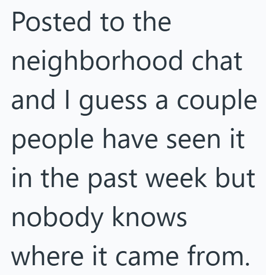 Posted to the neighborhood chat and I guess a couple people have seen it in the past week but nobody knows where it came from.