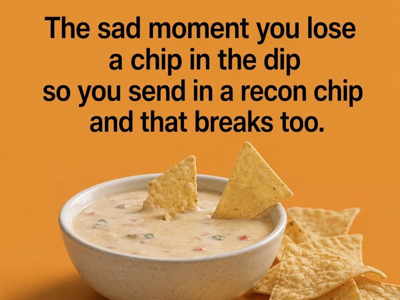 The sad moment you lose a chip in the dip so you send in a recon chip and that breaks too.