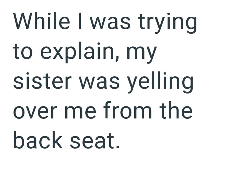 While I was trying to explain, my sister was yelling over me from the back seat.