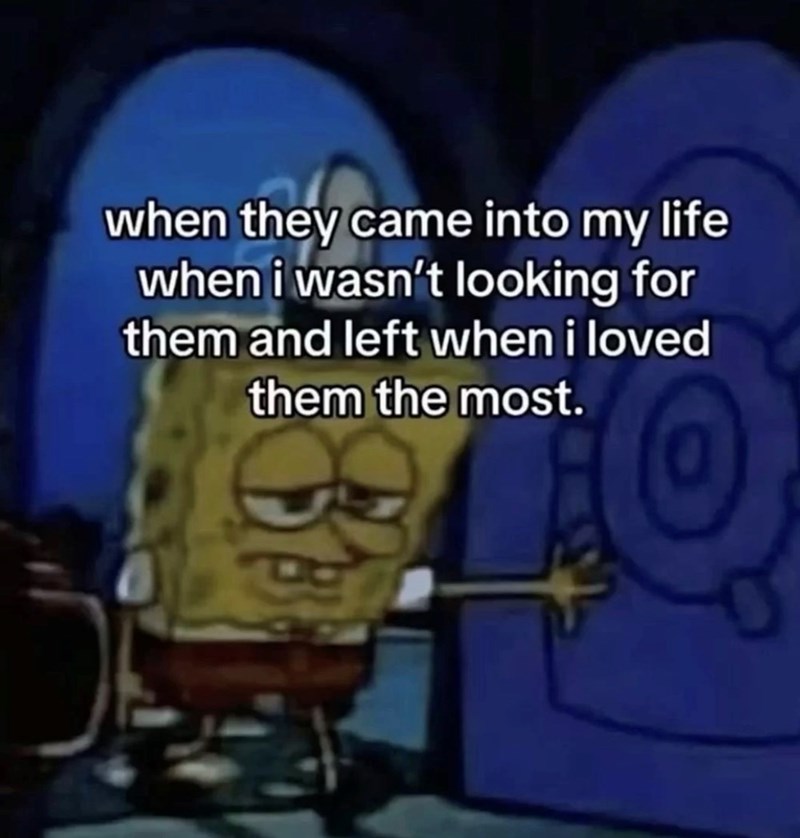 when they came into my life when i wasn't looking for them and left when i loved them the most. O